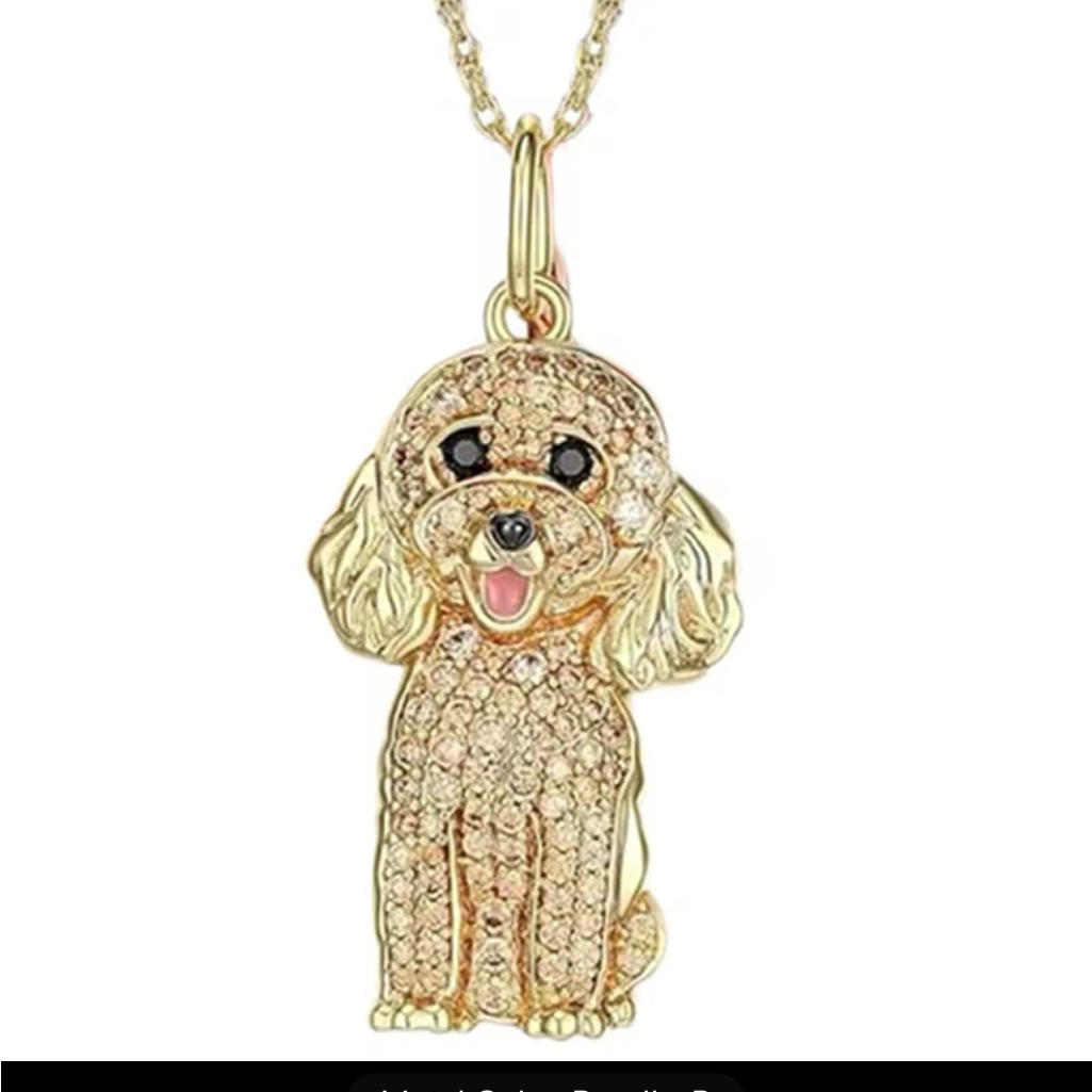 Poodle Rhinestone Puppy Bling Necklace